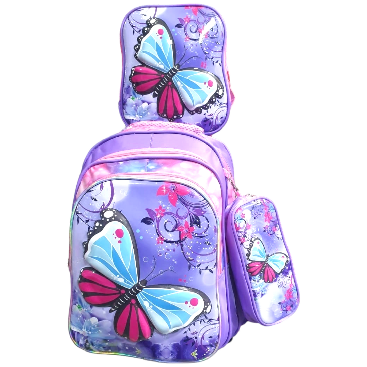 Butterfly 3 Pc School Bag Set For Girls