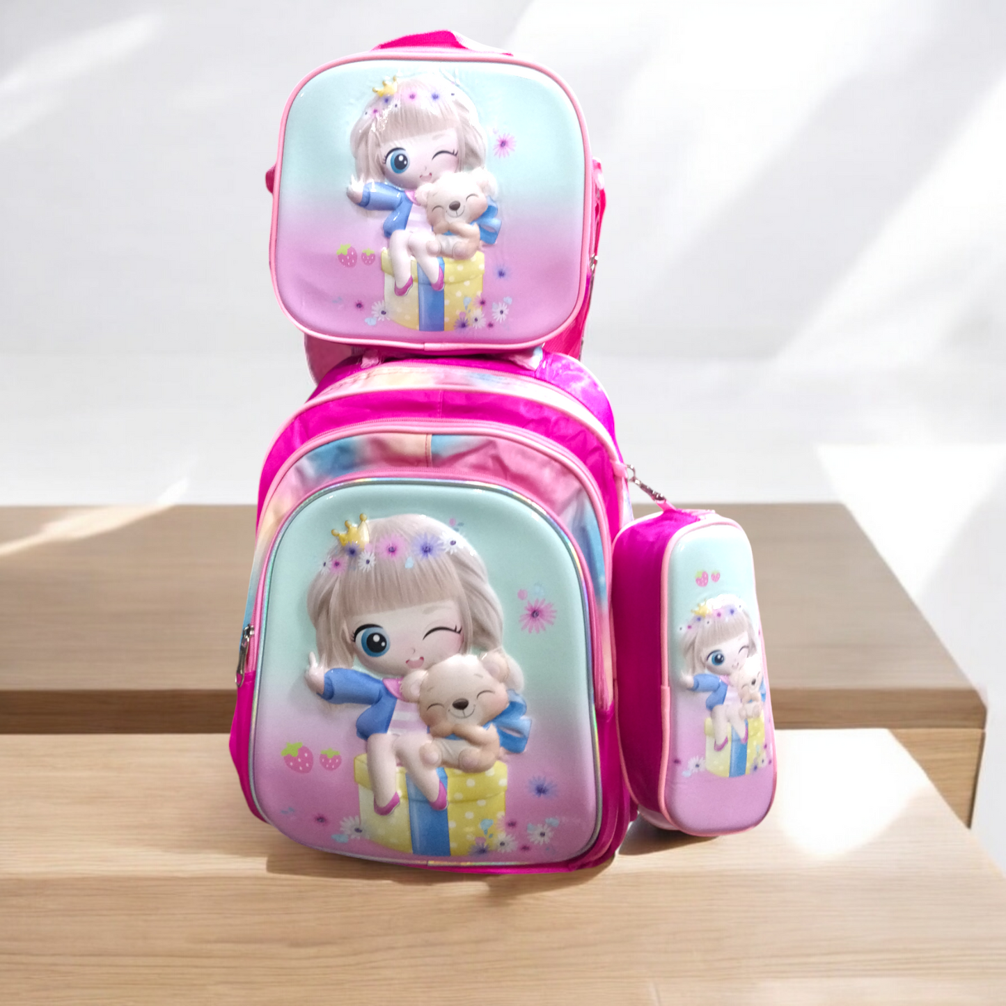 Doll 3 Pc School Bag Set For Girls