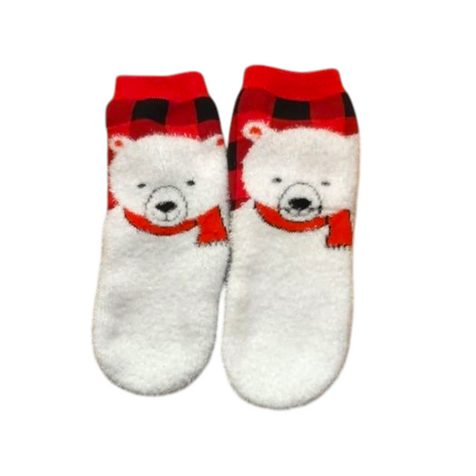 Polar bear fur socks Booties Anti Slip Silicon Sole