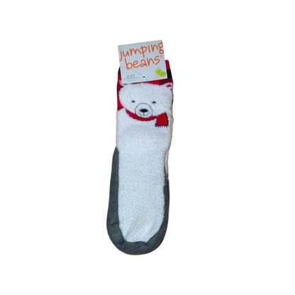 Polar bear fur socks Booties Anti Slip Silicon Sole