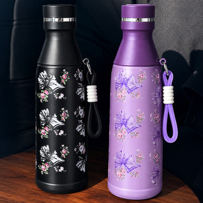 Pinteresty Bow Floral Water Bottle With Rare Matte Finish