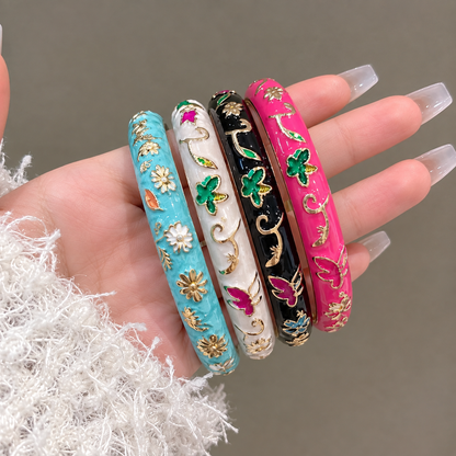 Pinteresty Enamel Floral Bangle | Handcuff