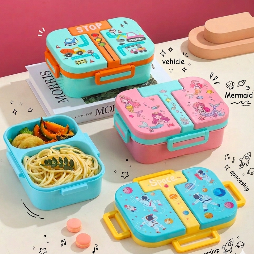 Puzzle Kawaii Bento Lunchbox For Kids School | Mermaid Spaceship Car