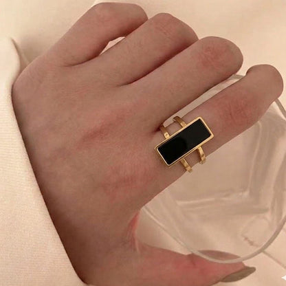 Rectangle Stone Stainless Steel Ring