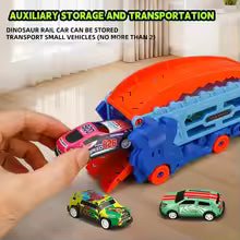 Dinosaur Mini Catapult  Car Transporter Toy Truck for Kids with Ramp & Car