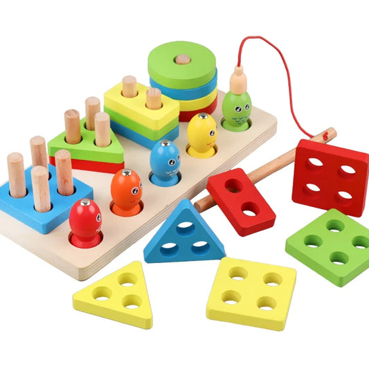 Wooden Fishing Stacking Early Education Toy