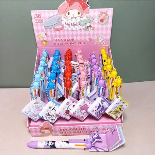 Sanrio Six Colour Pen With Attached Mini Note Book