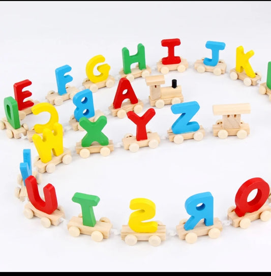 26 Letters Wooden Train