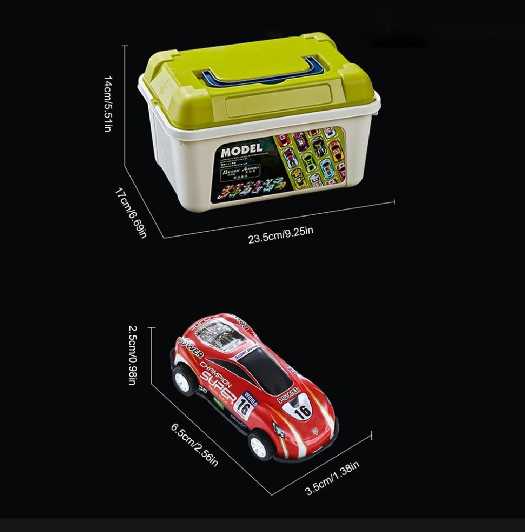 30 Metal Cars Set With Storage Box