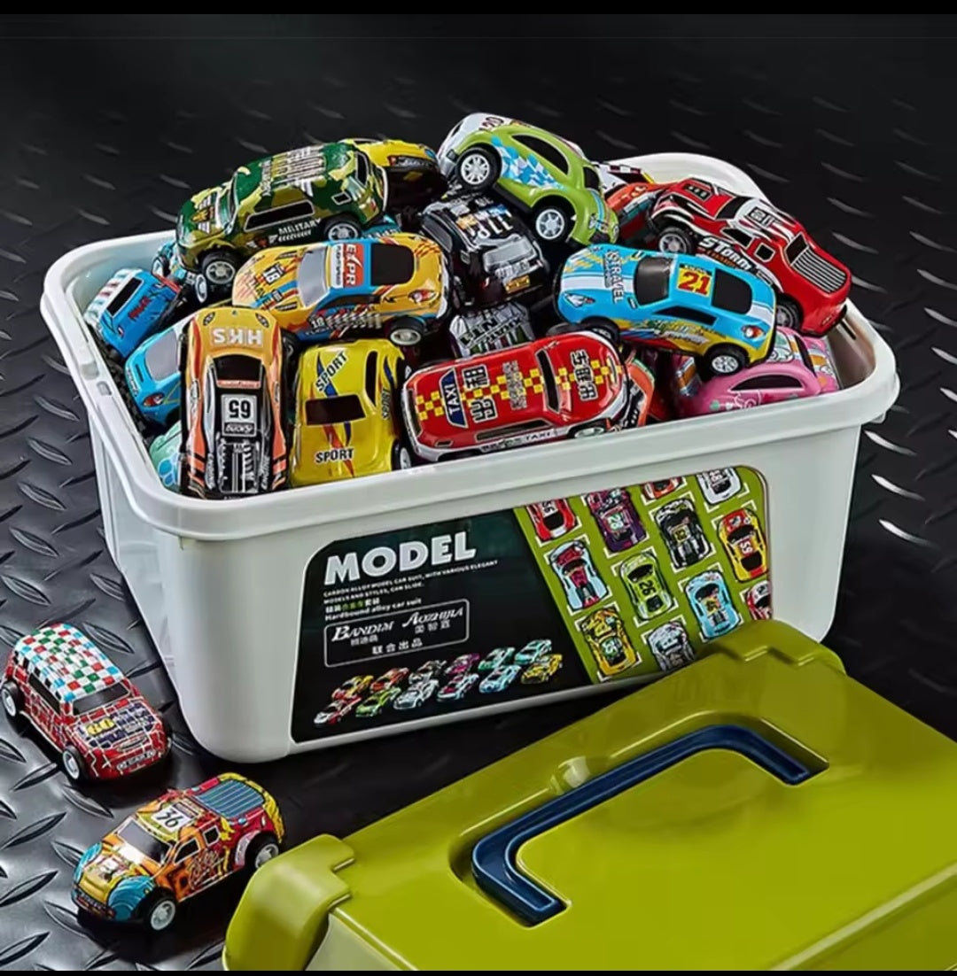 30 Metal Cars Set With Storage Box