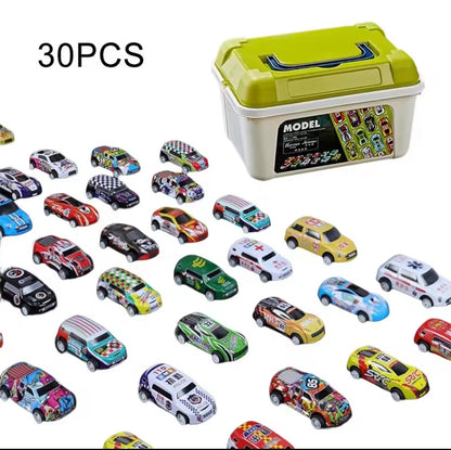 30 Metal Cars Set With Storage Box