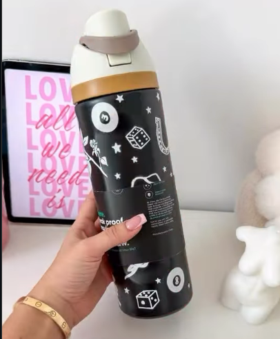 Black Cards Stainless Steel Water Bottle