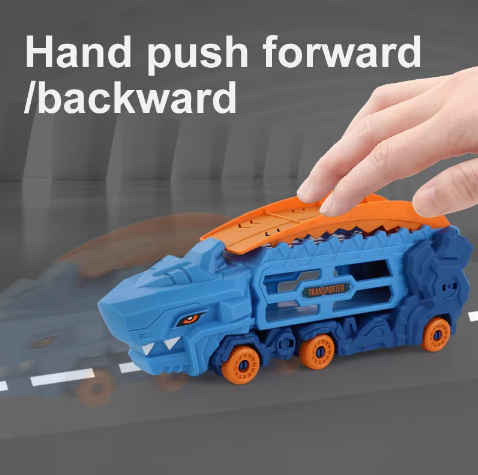 Dinosaur Mini Catapult  Car Transporter Toy Truck for Kids with Ramp & Car