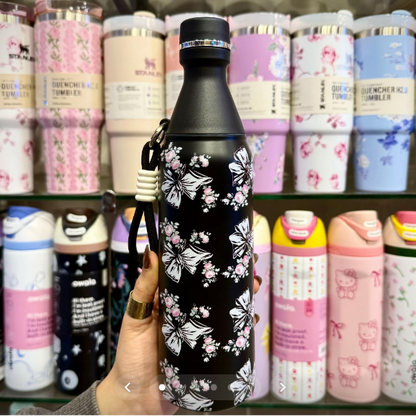 Pinteresty Bow Floral Water Bottle With Rare Matte Finish