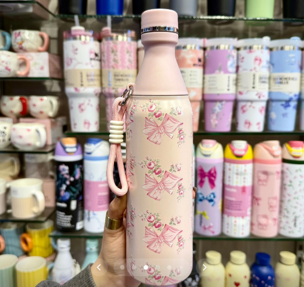Pinteresty Bow Floral Water Bottle With Rare Matte Finish