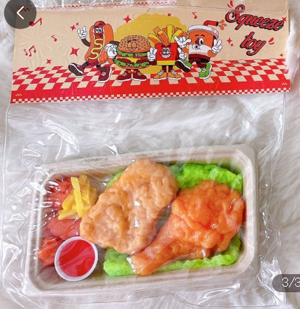 Food Tray Dumpling, Sushi, Fried Chicken Taba Squishy Toy