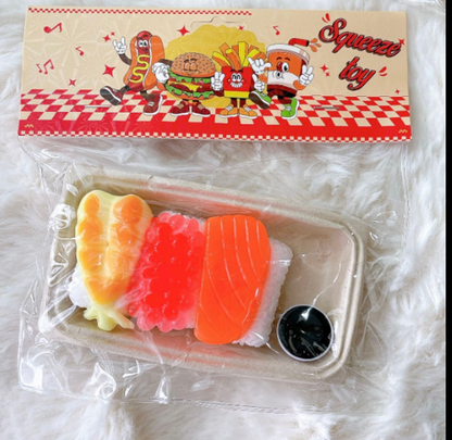 Food Tray Dumpling, Sushi, Fried Chicken Taba Squishy Toy