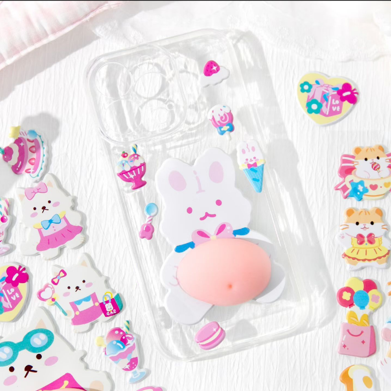 Sweet Animals 3D Silicon Belly Bakery Theme Stickers