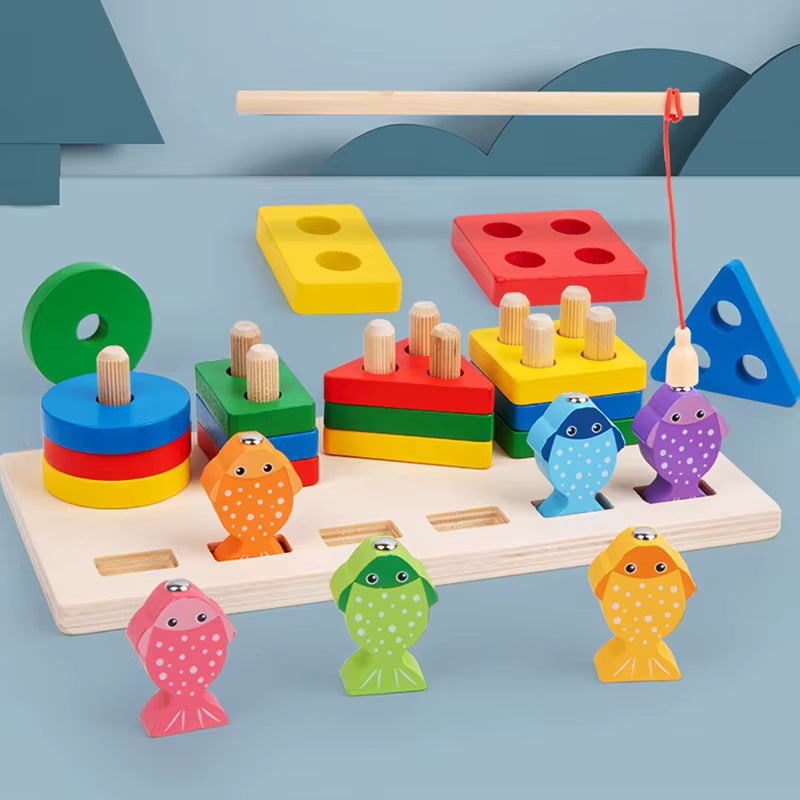 Wooden Fishing Stacking Early Education Toy