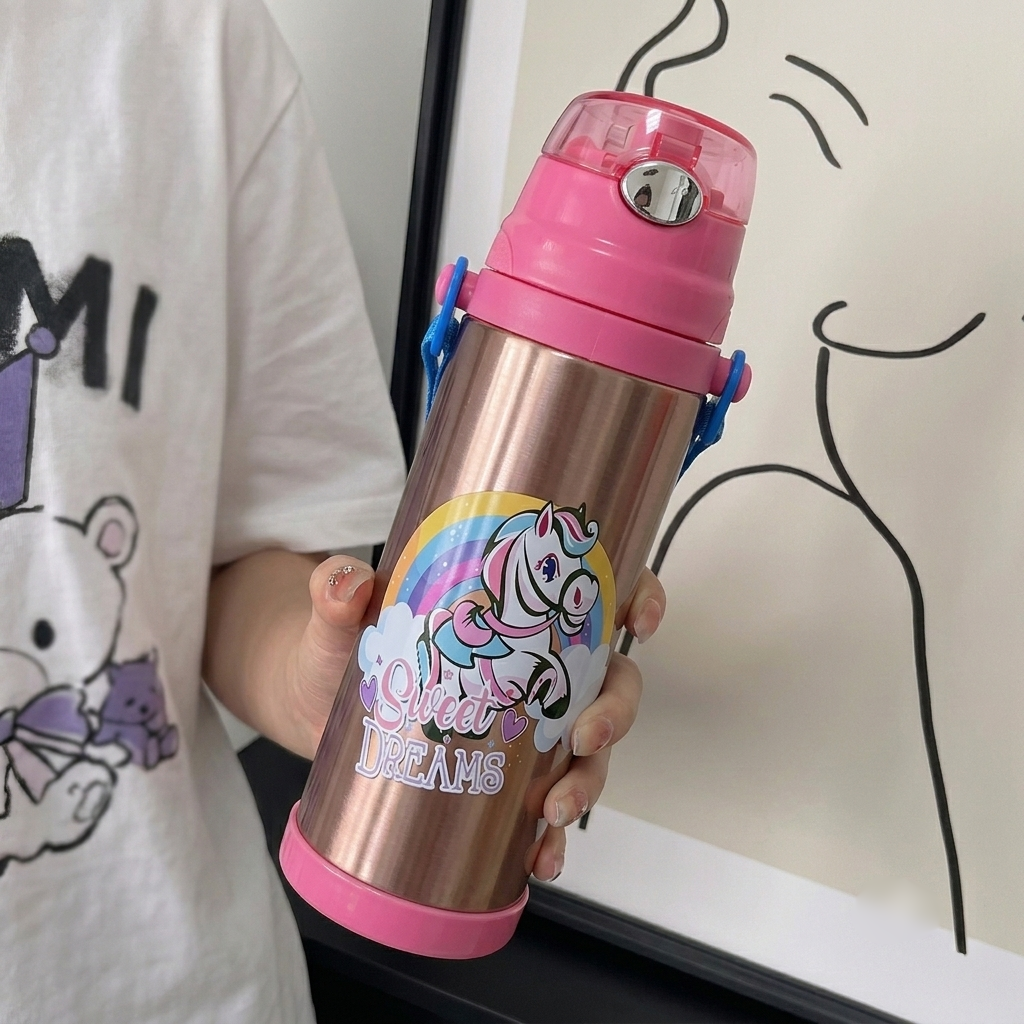 Unicorn Stainless Steel Straw Water Bottle
