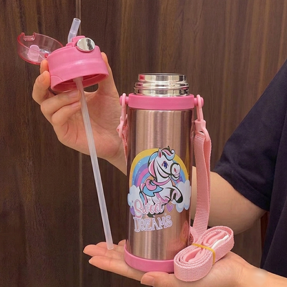 Unicorn Stainless Steel Straw Water Bottle