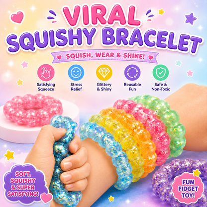 Viral Squishy Bracelet – Glitter Stress Relief Fidget Toy