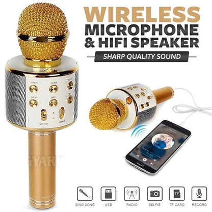 WS 858 Portable 2 in 1 Rechargeable Wireless Bluetooth mic and Speaker