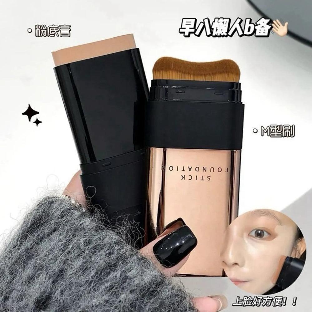 Korean 2-in-1 Lightweight Foundation Stick with Blending Brush