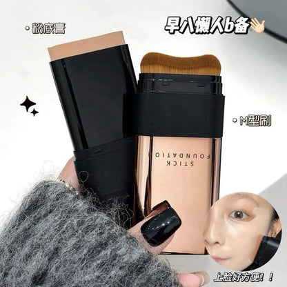 Korean 2-in-1 Lightweight Foundation Stick with Blending Brush