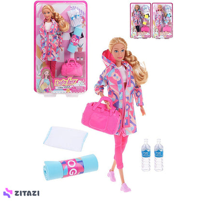 Yoga Barbie Doll With Yoga Mat | Gym Bag | Water Bottles