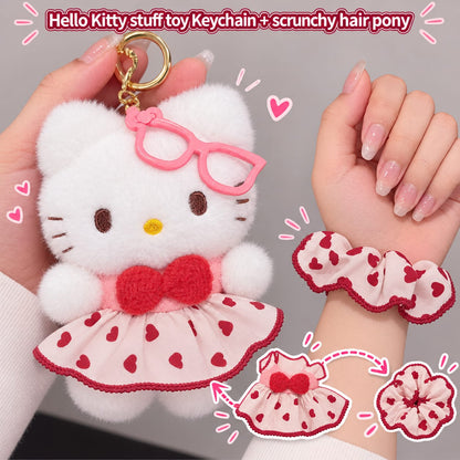 Hello Kitty Huge Stuff Toy Keychain + Scrunchie Hair Pony