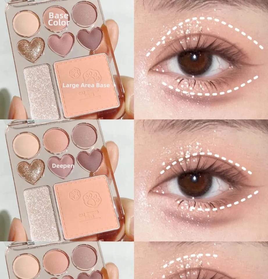 Korean All In One Eyeshadow Blush & Highlighter Palatte
