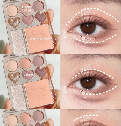 Korean All In One Eyeshadow Blush & Highlighter Palatte