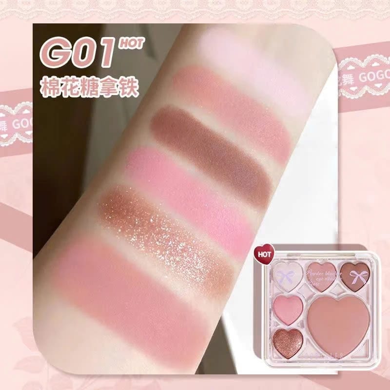 Korean All In One Eyeshadow Blush & Highlighter Palatte