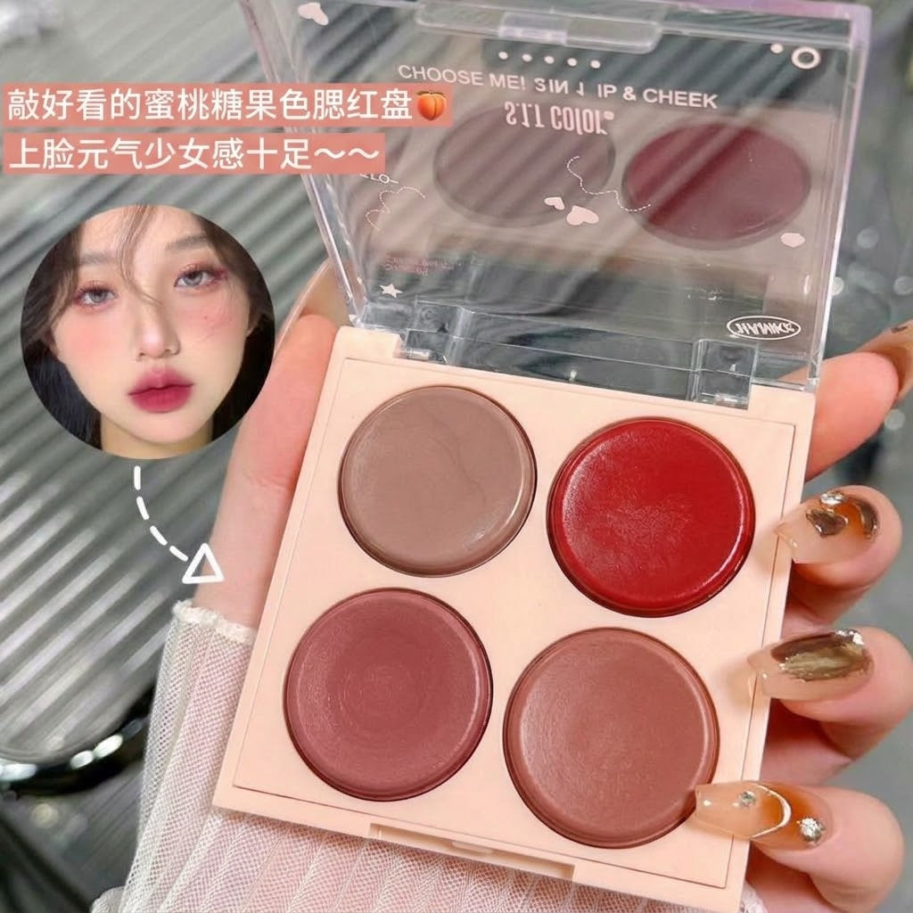 Korean 4 Tone Cream Blush & Lipstick Mud Palette