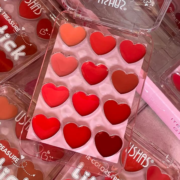 12 in 1 lipgloss | Hearts Lipstick Palatte