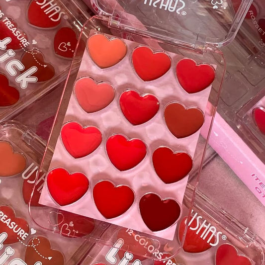 12 in 1 lipgloss | Hearts Lipstick Palatte