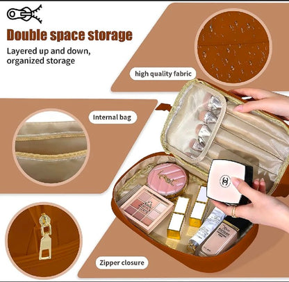 2 in 1 Makeup & Skincare Leather Pouch + Organizer