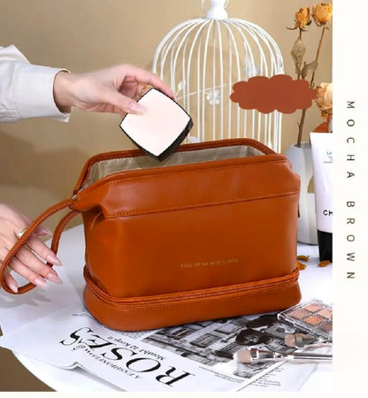 2 in 1 Makeup & Skincare Leather Pouch + Organizer