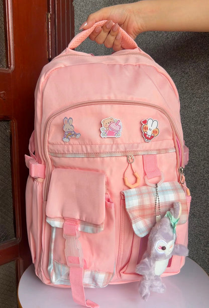 Kawaii Kids School Bag With Hanging | 17 Inches Class 1 to 5
