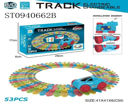 53 Pcs Flexible Track Set With Battery Operated Climbing Car