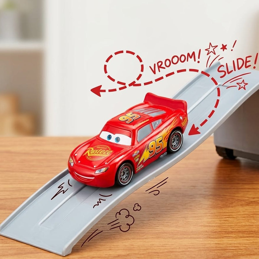 McQueen Cars Transport Truck Toy Set With 6 Cars and Sliding Tracks