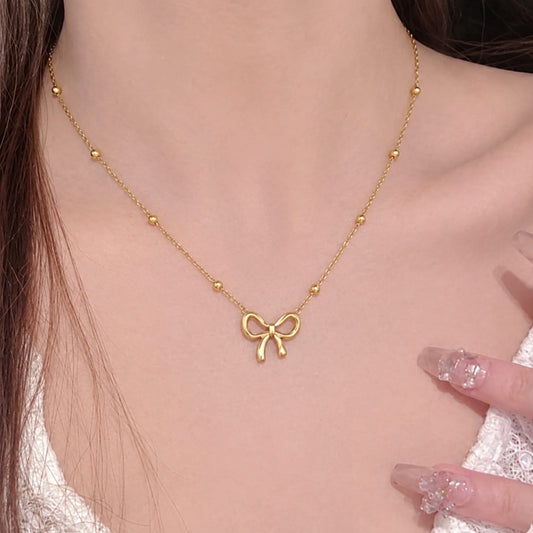 Stainless Steel Bow Coquette Necklace