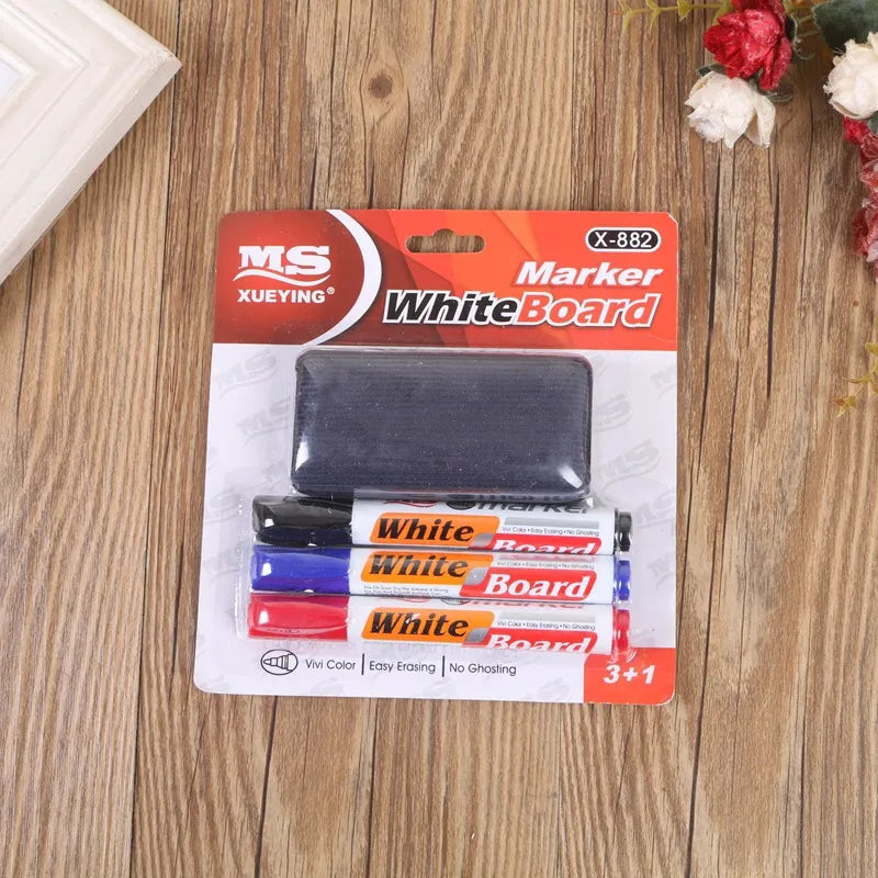 White Board Markers Set With Board Duster