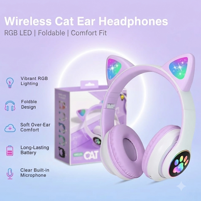 Wireless Cat Ear Headphones With Mic