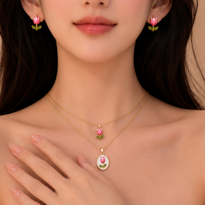 Tulip Necklace, Bracelet & Earrings Jewellery Set