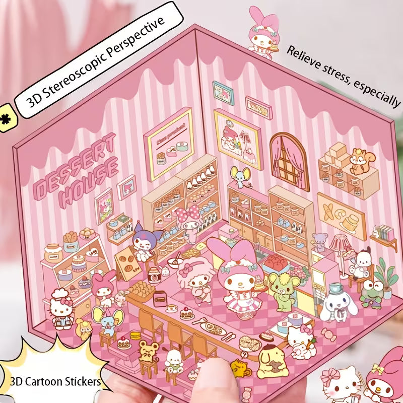 Sanrio 3D Material Scene Sticker Book with Tweezer