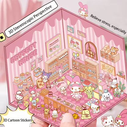 Sanrio 3D Material Scene Sticker Book with Tweezer