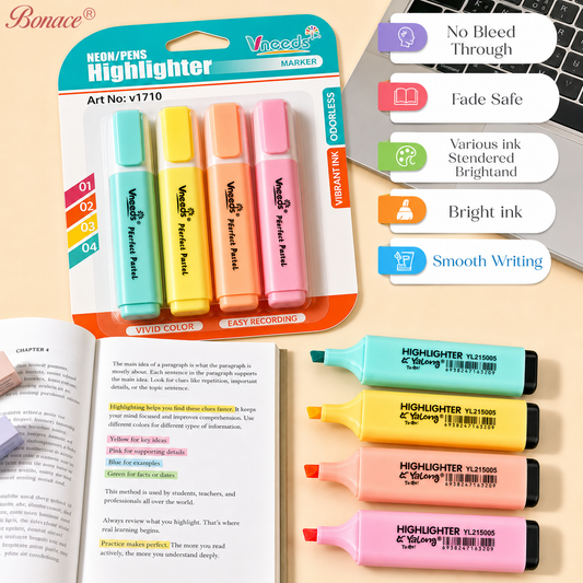 Pastel Highlighters Pack of 4