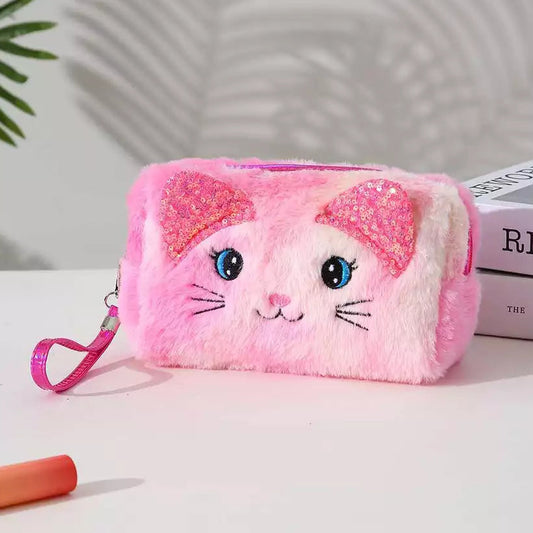 Fur Cat Makeup Skincare Vanity Zipper Pouch